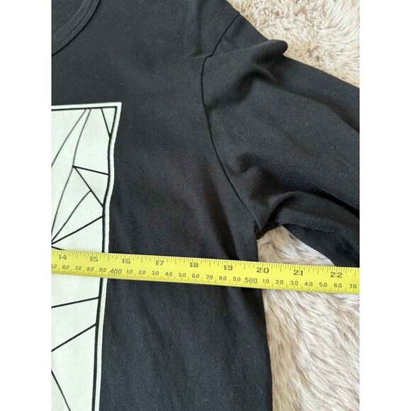 Konus Mens Long Sleeve Pullover Geometric Print Crewneck Black T-shirt Size M - Picture 5 of 8